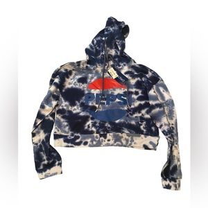 NWT PEPSI COLA logo cropped hoodie plus size XXL tie dye blue